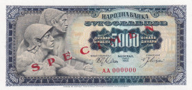 Yugoslavia, 5.000 Dinara, 1963, UNC, p76s, SPECIMEN
Estimate: USD 50-100