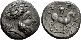 EASTERN EUROPE. Imitations of Philip II of Macedon (3rd century BC). Tetradrachm. "Trident and Triskeles" type