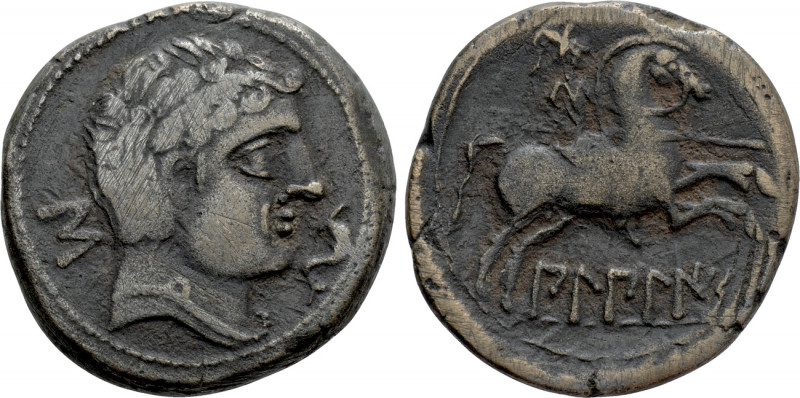 IBERIA. Bilbilis. Ae As (Circa 2nd-1st century BC). 

Obv: Bare male head righ...