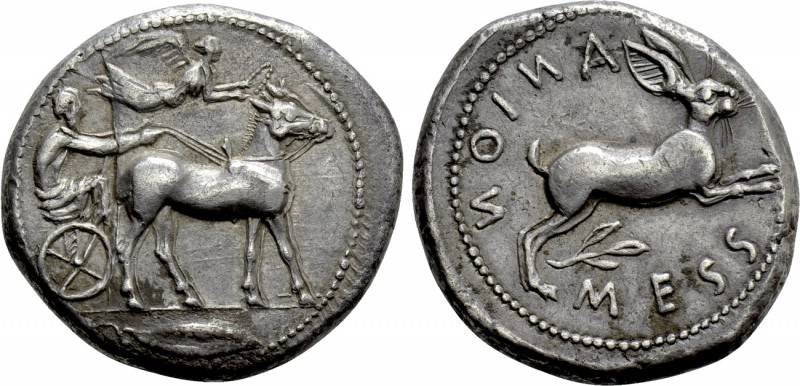SICILY. Messana. Tetradrachm (Circa 450-446 BC). 

Obv: Charioteer driving big...