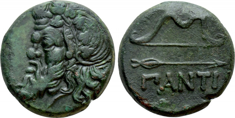 CIMMERIAN BOSPOROS. Pantikapaion. Ae (Circa 340-325 BC). 

Obv: Wreathed head ...