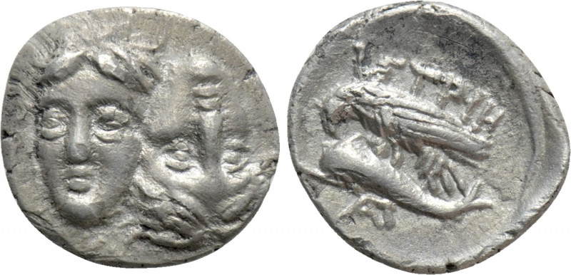 MOESIA. Istros. Trihemiobol or 1/4 Drachm (4th century BC). 

Obv: Facing male...