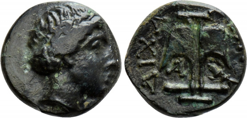 THRACE. Apollonia Pontika. Ae (Mid 4th-3rd centuries BC). 

Obv: Laureate head...