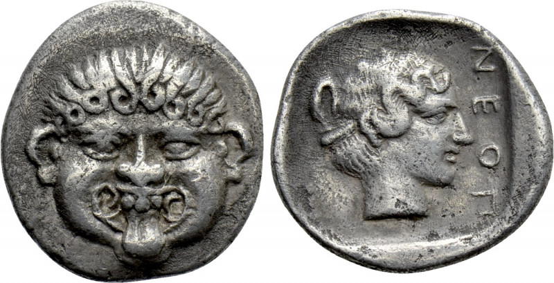 MACEDON. Neapolis. Hemidrachm (Circa 424-350 BC). 

Obv: Facing gorgoneion.
R...