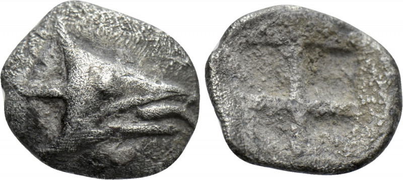 MYSIA. Kyzikos. Hemiobol (Circa 600-525 BC). 

Obv: Head of tunny right, with ...