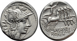 M. ABURIUS M.F. GEMINUS. Denarius (132 BC). Rome