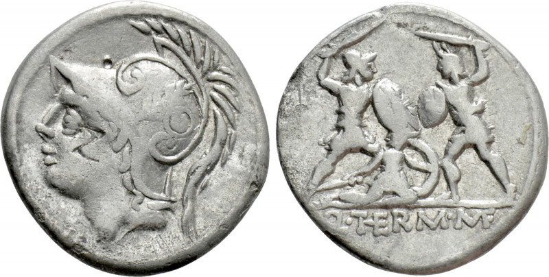 Q. THERMUS M. F. Denarius (103 BC). Rome. 

Obv: Head of Mars left, wearing cr...