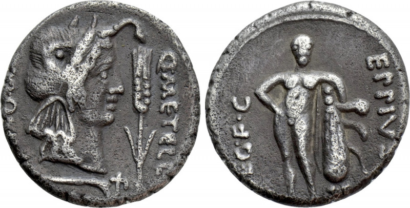 Q. CAECILIUS METELLUS PIUS SCIPIO and EPPIUS. Denarius (47-46 BC). Military mint...