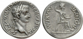 TIBERIUS (14-37). Denarius. "Tribute Penny" type. Lugdunum