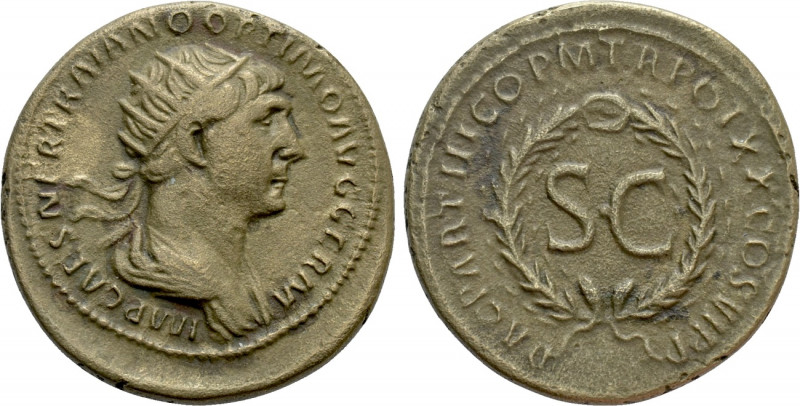 TRAJAN (98-117). As. Rome, for use in Syria. 

Obv: IMP CAES NER TRAIANO OPTIM...