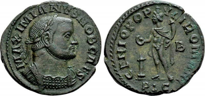GALERIUS MAXIMIANUS (Caesar, 293-305). Follis. Lugdunum. 

Obv: MAXIMIANVS NOB...