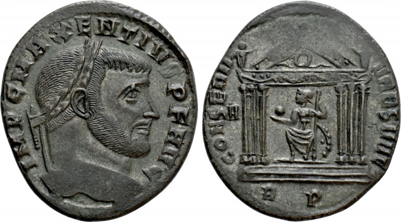 MAXENTIUS (307-312). Follis. Rome. 

Obv: IMP C MAXENTIVS P F AVG. 
Laureate ...