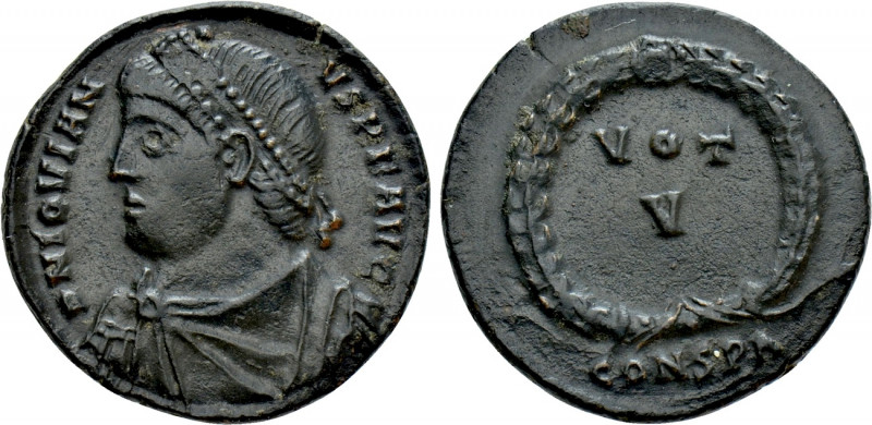 JOVIAN (363-364). Ae. Constantinople. 

Obv: D N IOVIANVS P F AVG. 
Diademed,...