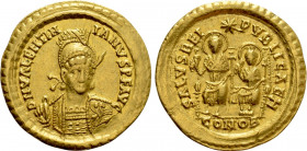 VALENTINIAN III (425-455). GOLD Solidus. Constantinople