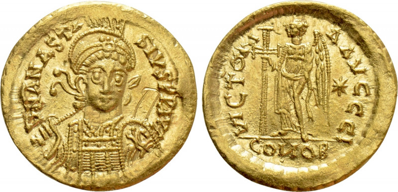 ANASTASIUS I (491-518). GOLD Solidus. Constantinople. 

Obv: D N ANASTASIVS P ...