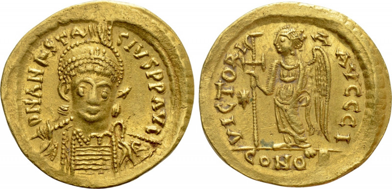 ANASTASIUS I (491-518). GOLD Solidus. Constantinople. 

Obv: D N ANASTASIVS P ...