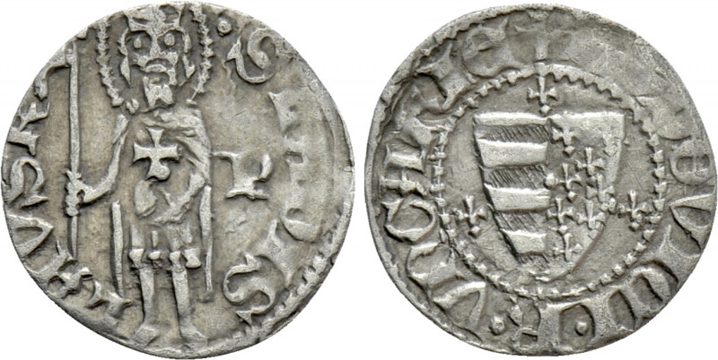 HUNGARY. Louis I (1342-1382). Denar. 

Obv: + LODOVICI · R · hVnGΛRIЄ. 
Coat-...