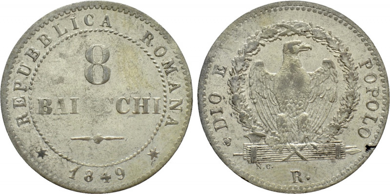 ITALY. Seconda Repubblica Romana (1848-1849). 8 Baiocchi (1849). Rome mint. 

...