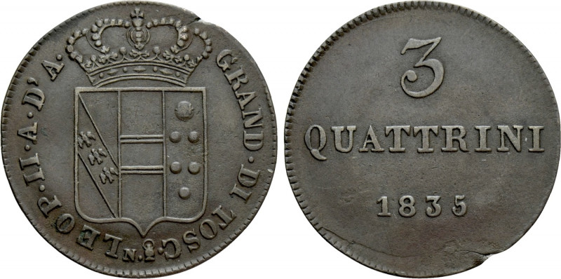 ITALY. Tuscany. Firenze. Leopoldo II (1824-1848). 3 Quattrini (1835). 

Obv: L...