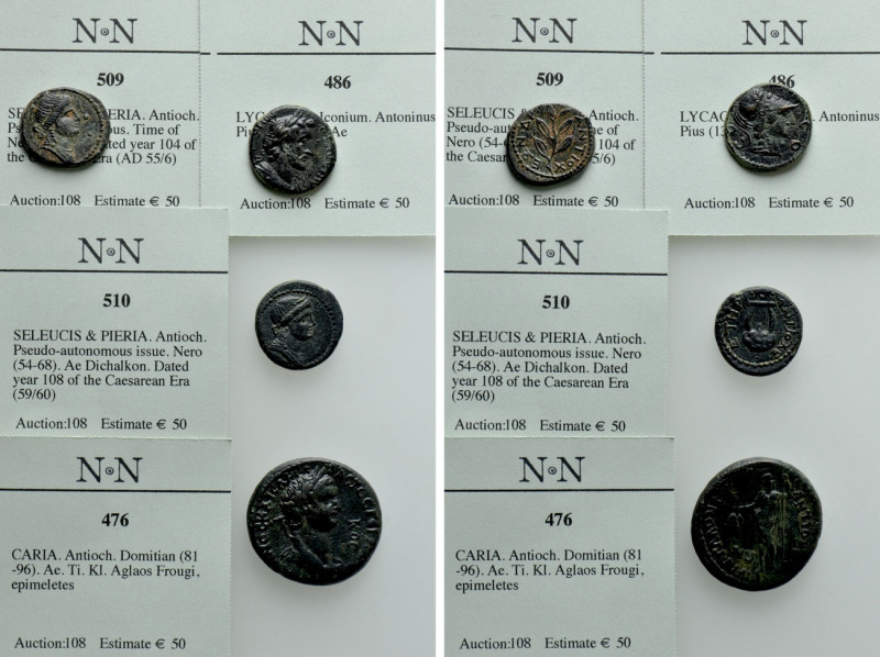 4 Roman Provincial Coins. 

Obv: .
Rev: .

. 

Condition: See picture.
...