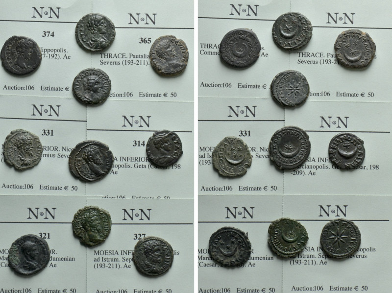 10 Roman Provincial Coins; all With Astronomical Depictions. 

Obv: .
Rev: ....