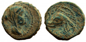 Seleukid Kingdom. Antiochos IV Epiphanes. 175-164 BC. AE 15 mm.  Ake-Ptolemais mint.