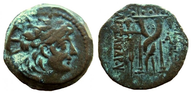 Seleukid Kingdom. Alexander II Zabinas, 128-122 BC. AE 18 mm.

Obverse: Diadem...