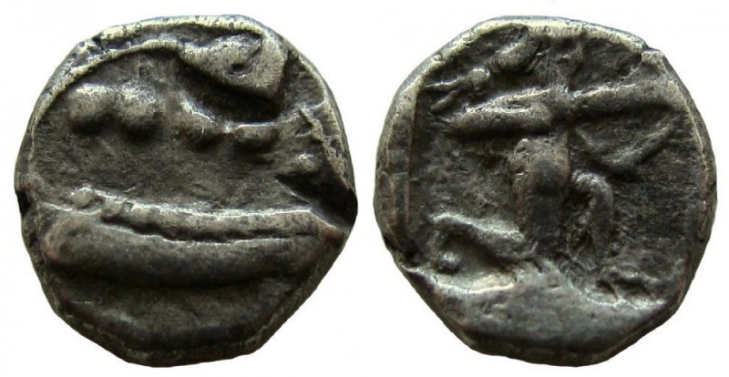 Phoenicia, Sidon. Uncertain. AR 1/16 Shekel.
Struck circa 435-425 BC.

Obvers...