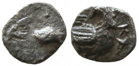 Judaea. Macedonian period. Yehud. AR Half-Ma’ah – Obol.7 mm.