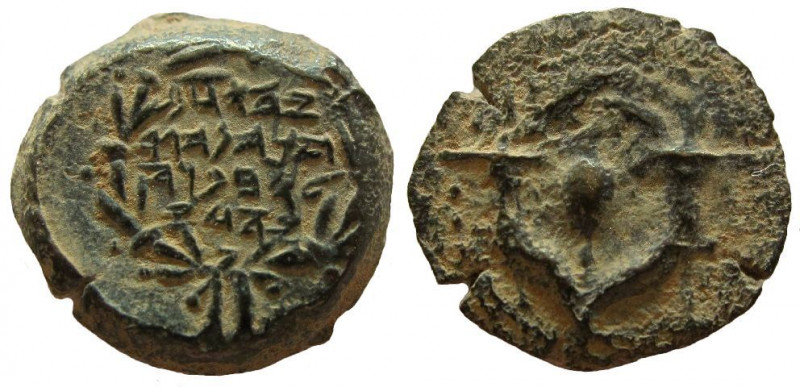 Judean Kingdom. John Hyrcanus I, 134 - 104 BC. AE Prutah.
15 mm.

Obverse: Pa...
