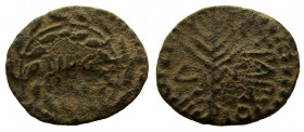 Judaea. Herod III Antipas, 4BC.- 39 AD. AE Half Denomination. Tiberias mint.