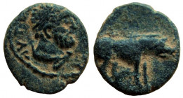 Judaea. Caesarea Maritima. AE Minima. Imitation of Trajan coins.12 mm.