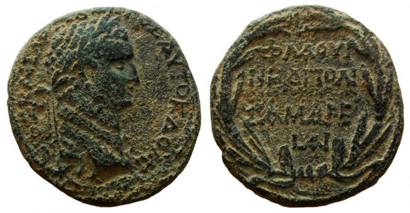 Judaea. Neapolis. Domitian, 81-96 AD. AE 26 mm.

Dated year 11, 82-83 AD.
Obv...