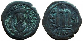 Tiberius II Constantine, 578-582 AD. AE Follis. Nicomedia mint. 28 mm.