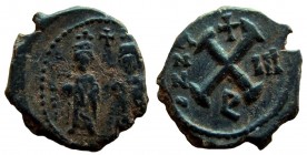 Phocas, 602-610 AD. AE Decanummium. Theopoulis (Antioch) mint. 16 mm.