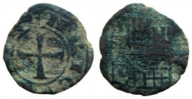 Crusaders. Lusignan Kingdom of Cyprus. Henri I le Gros, 1218-1253. AE Fractional denier. 21 mm.