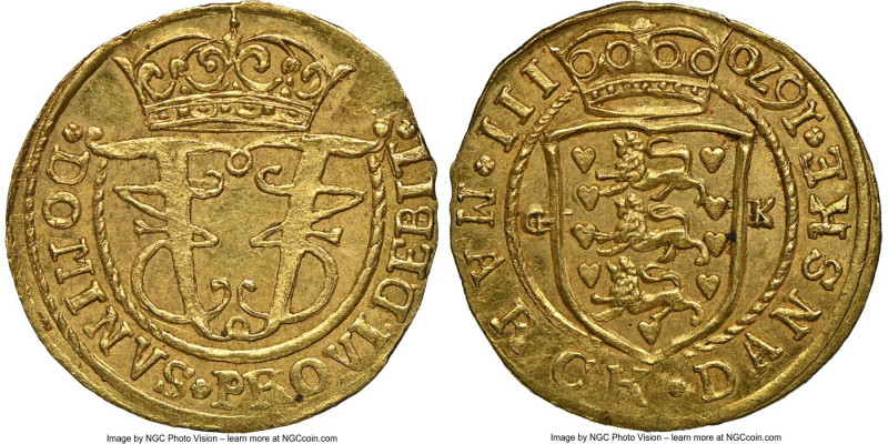 Frederik III gold 1/4 Ducat 1670-GK MS64 NGC, KM325, Fr-130. 0.88gm. The single ...