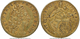 Bavaria. Maximilian II Emanuel gold 1/2 Maximilian d'Or 1721 AU50 NGC, Munich mint, KM387, Fr-227. A popular type, bearing mildly handled devices and ...