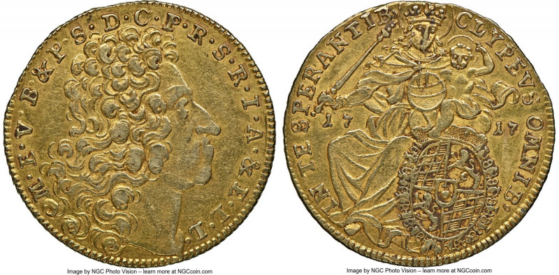 Bavaria. Maximilian II Emanuel gold Maximilian d'Or 1717 AU55 NGC, Munich mint, ...