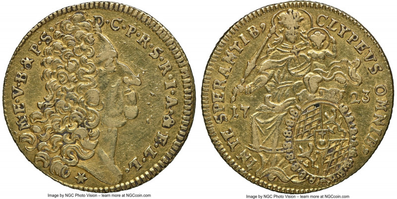 Bavaria. Maximilian II Emanuel gold Maximilian d'Or 1723 AU Details (Obverse Cle...