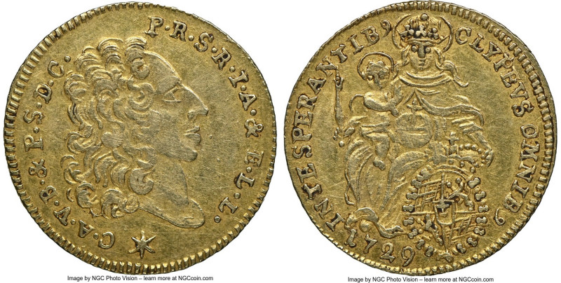 Bavaria. Karl Albrecht gold 1/4 Carolin 1729 AU53 NGC, Munich mint, KM404, Fr-23...