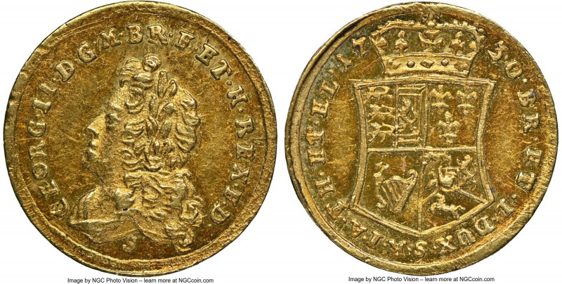 Brunswick-Lüneburg-Calenberg-Hannover. George II August gold 1/2 Ducat 1730-S UN...