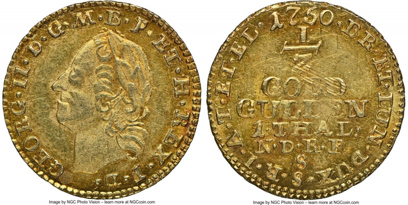 Brunswick-Lüneburg-Calenberg-Hannover. George II August gold 1/2 Goldgulden 1750...