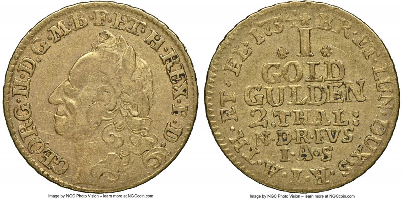 Brunswick-Lüneburg-Calenberg-Hannover. George II August gold 1/2 Goldgulden 1754...