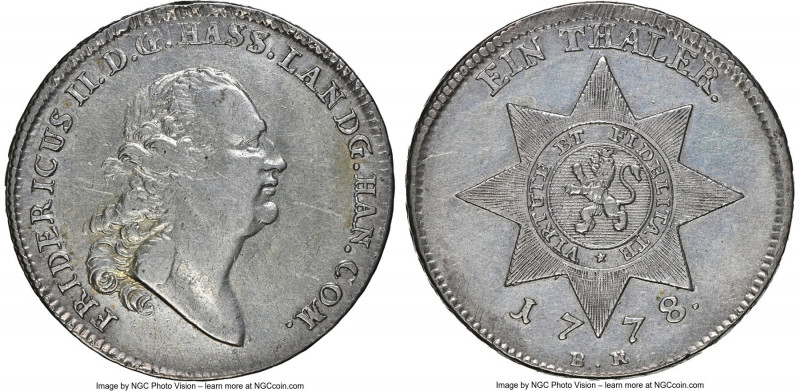 Hesse-Cassel. Friedrich II Taler 1778-BR AU50 NGC, KM516, Dav-2303. The infamous...