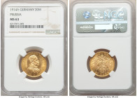 Prussia. Wilhelm II gold 20 Mark 1914-A MS63 NGC, Berlin mint, KM537, J-253. Blanketed in frosty motifs and lustrous fields.

HID09801242017

© 2020 H...