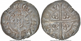 Edward II (1307-1327) Penny ND (1307-1327) AU58 NGC, Canterbury mint, S-1466. 1.41gm. Deeply toned and expressing vibrant sky-blue iridescence, the mo...