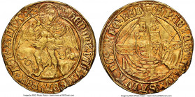 Henry VIII (1509-1547) gold Angel ND (1509-1526) AU55 NGC, Tower mint, Portcullis mm, First coinage, S-2265, N-1760. 5.03gm. An eye-catching Angel, we...