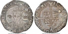 Edward VI (1547-1553) 3 Pence ND (1551-1553) AU Details (Plugged) NGC, Tower mint, Tun mm, Fine Silver issue, S-2485. 1.47gm. Expressing seafoam iride...