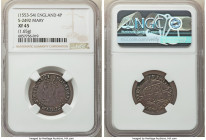 Mary (1553-1558) Groat (4 Pence) ND (1553-1554) XF45 NGC, Tower mint, Pomegranate mm, S-2492, N-1960. 1.65gm. Well struck and awash in a pleasing gunm...